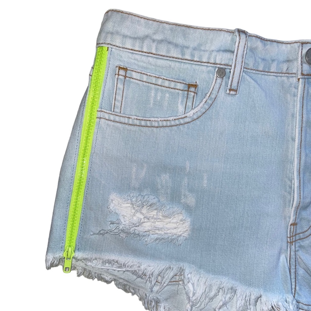 NWT Sandrine Rose x Free People Neon Zipper Denim Shorts